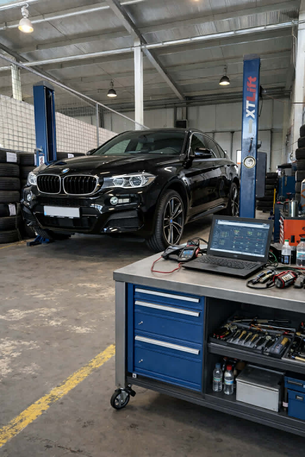 BMW X5 la diagnoză cu laptop profesional în service auto Timișoara
